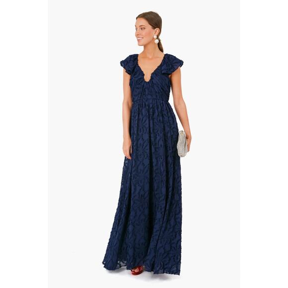 Tanya Taylor Leonie Gown Navy - Picture 2 of 12